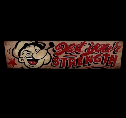 Popeye "Strength Test" Wooden Wall Sign – Nostalgic Fairground-Inspired Decor