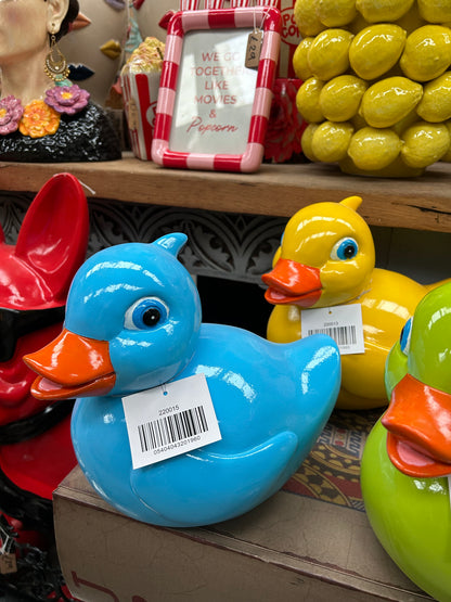 Blue Resin Duck Ornament – Bold Decorative Statement Piece
