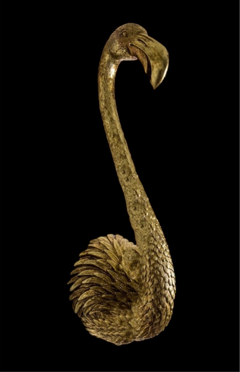 Gold Flamingo Wall Head – Elegant Animal Wall Decor