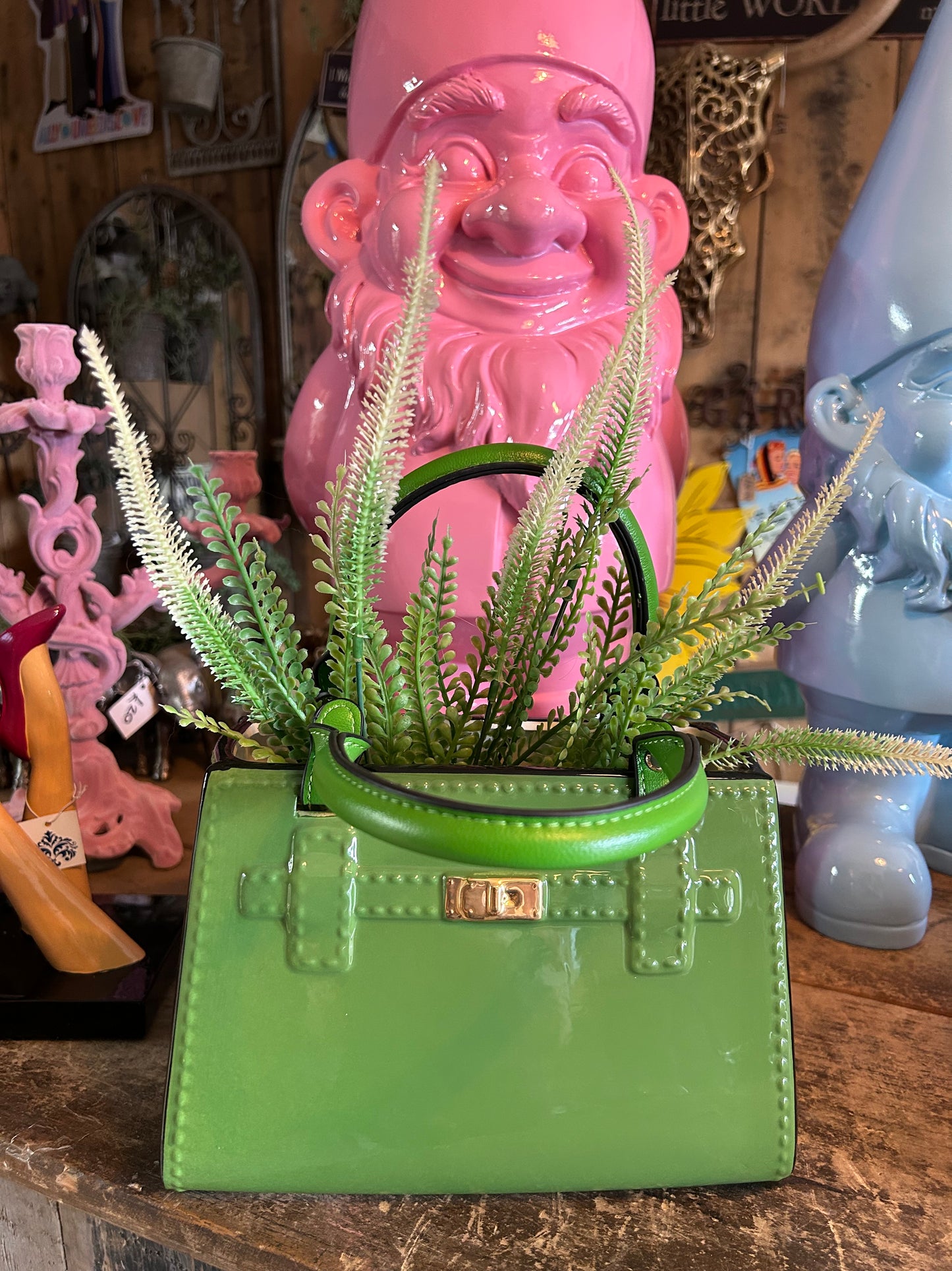 Green Ceramic Handbag Vase – Chic & Playful Statement Decor
