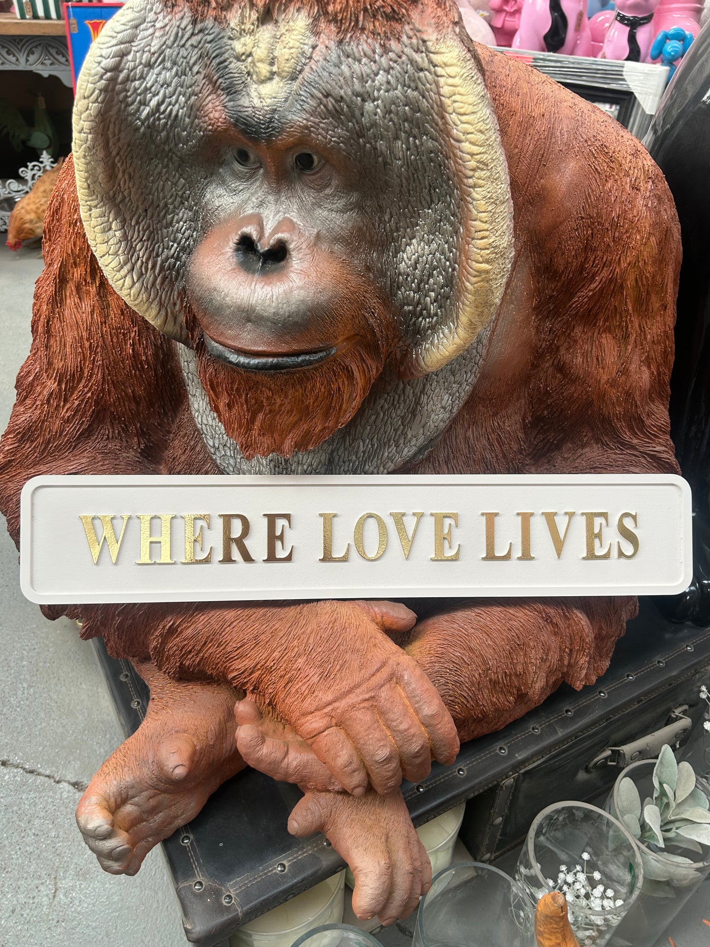 Cream & Gold “Where Love Lives” Wall Sign – Heartfelt Home Décor