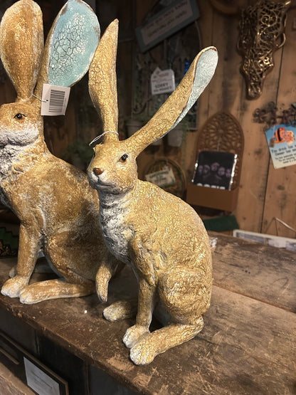 Small Sitting Hare Sculpture – Delightful Resin Hare Ornament