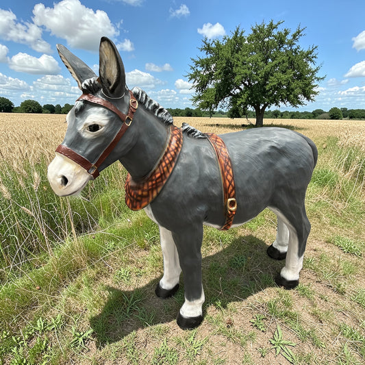 Large Donkey Sculpture – Resin Statement Animal Figure