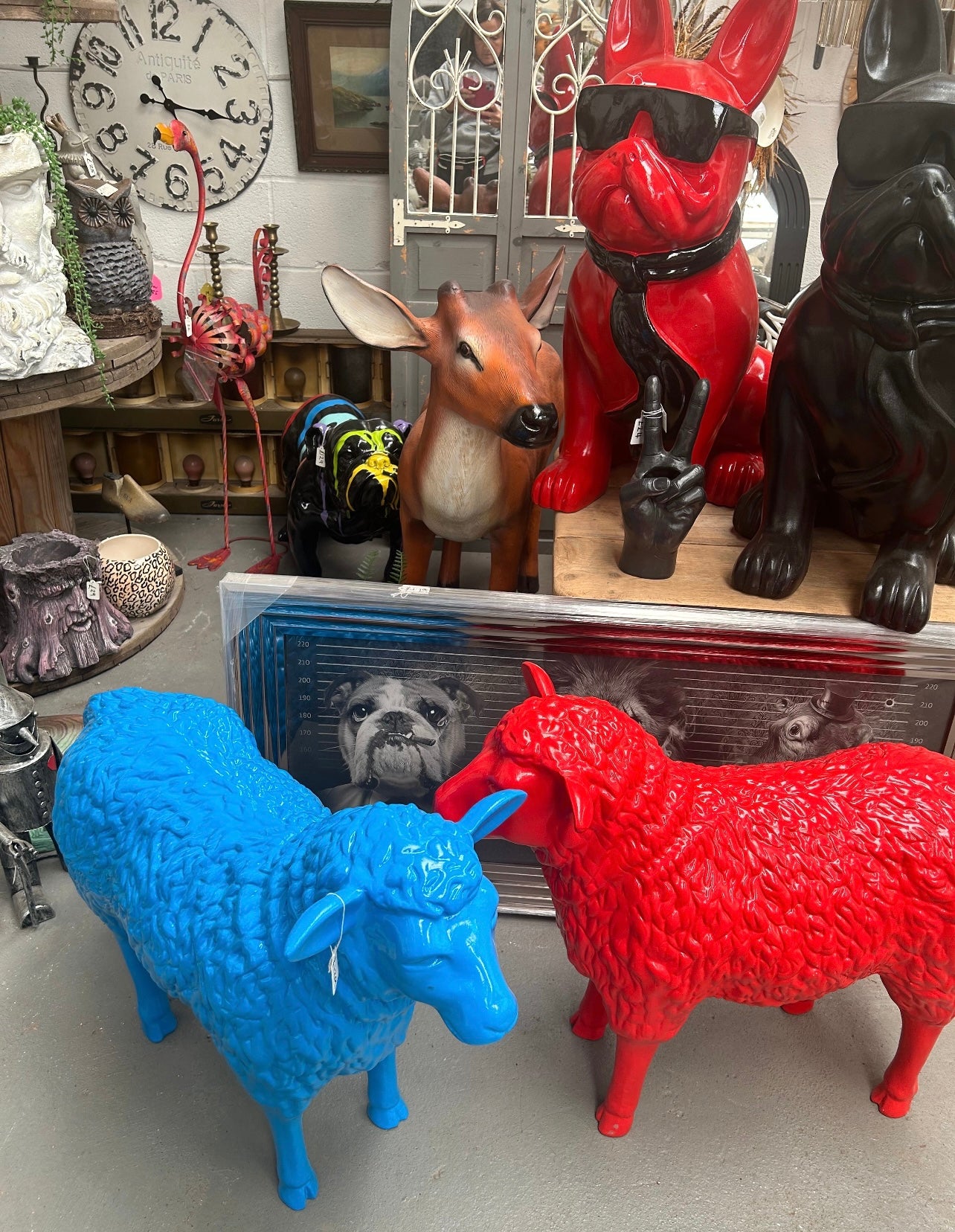 Red Sheep Garden Sculpture – Vibrant Outdoor Decoration