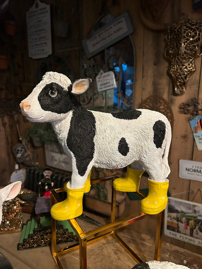 Calf in Wellies – Adorable Farmyard Decorative Figurine
