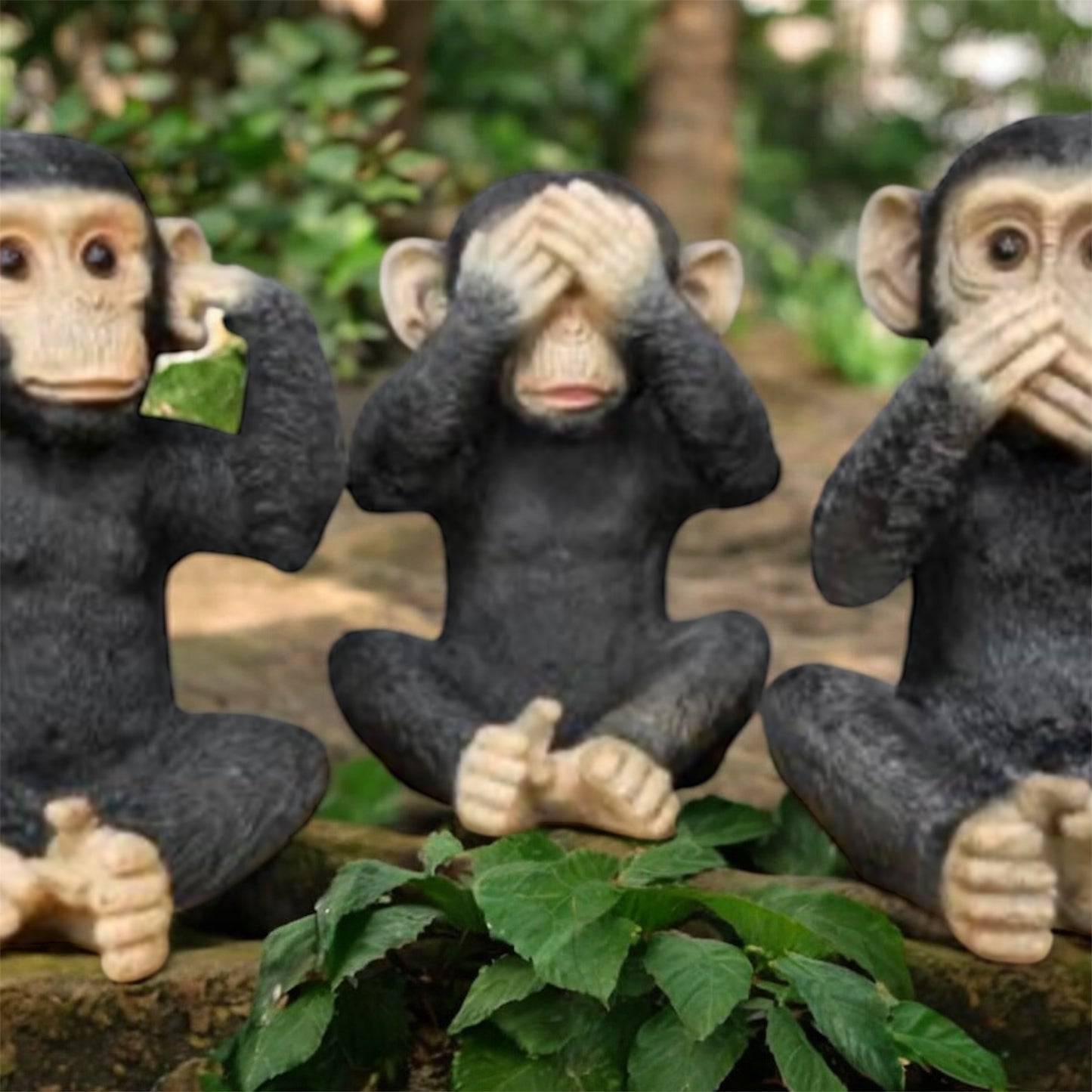 Set of 3 Monkeys - Hear No Evil, See No Evil, Speak No Evil - Adorable Resin Figurines