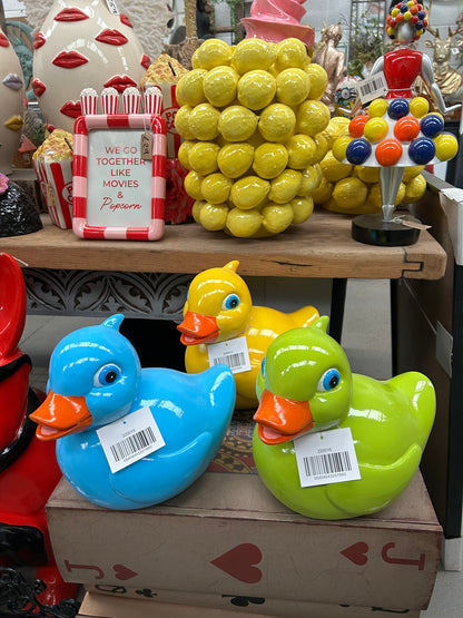 Blue Resin Duck Ornament – Bold Decorative Statement Piece