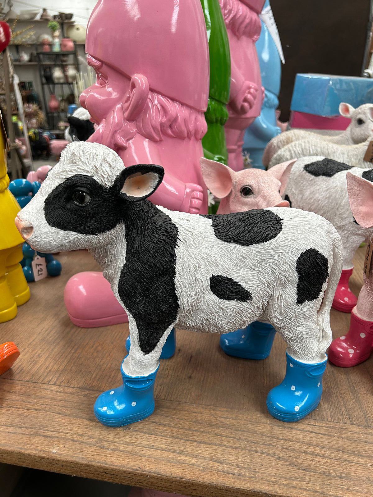 Calf with Blue Wellies – Resin Cow Ornament | Quirky Animal Décor