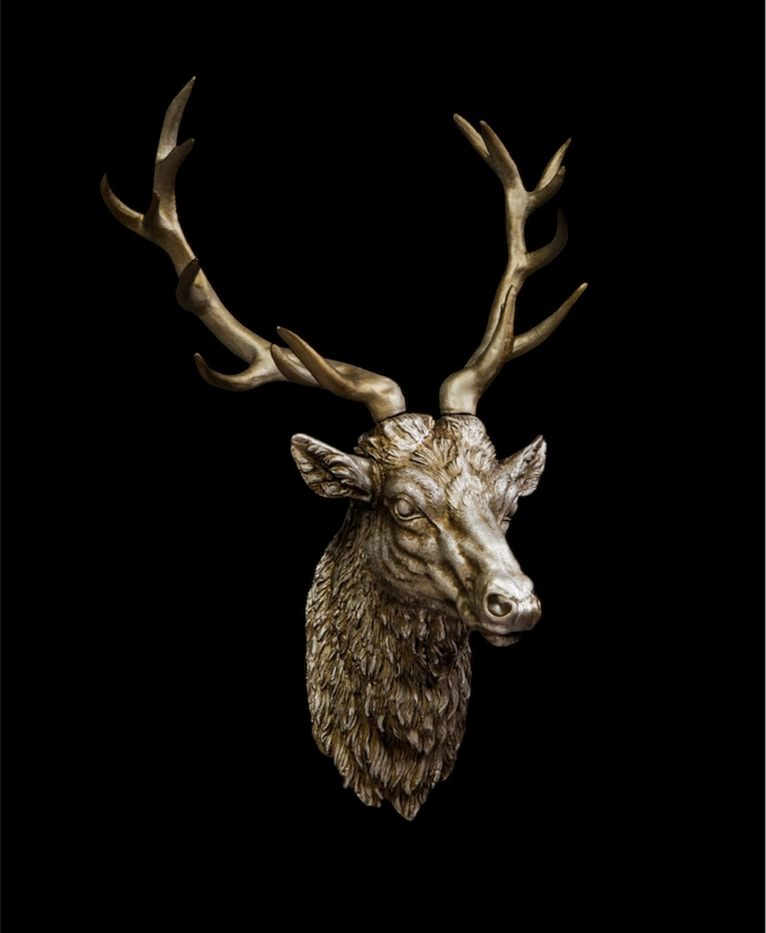 Silver Stag Head Wall Sculpture - Elegant Resin Wall Mount