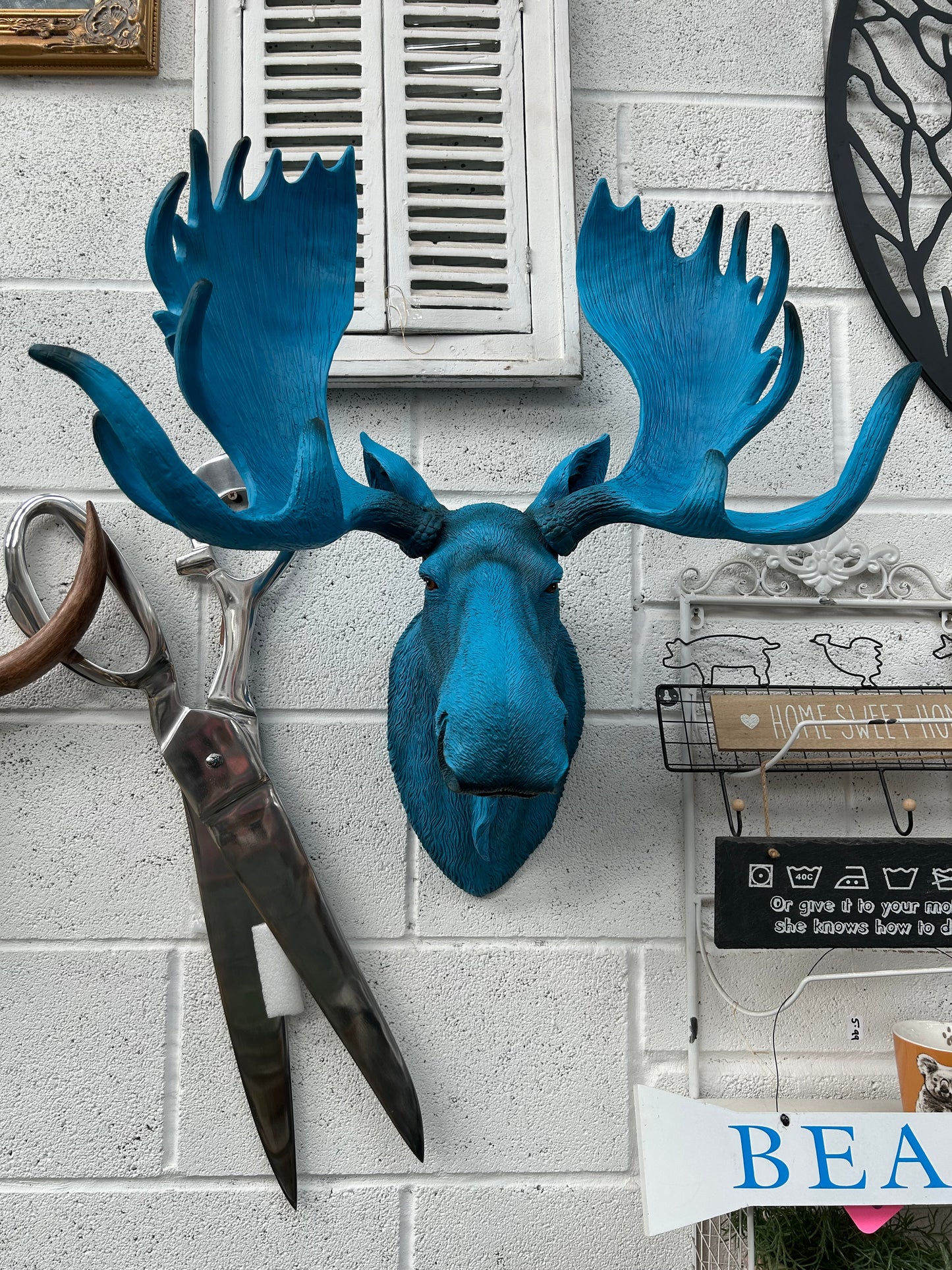 Electric Blue Moose Wall Head – Quirky Resin Wall Décor