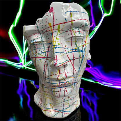 White Splash Face Sculpture – Modern Artistic Head Statue