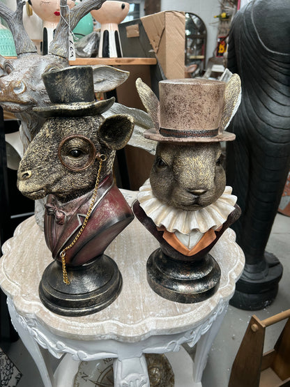 Charming Rabbit Bust with Top Hat – Detailed Resin Sculpture | Sign of the times Stoke