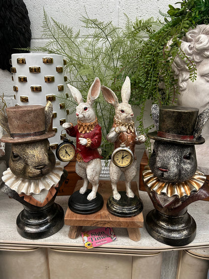 Charming Rabbit Bust with Top Hat – Detailed Resin Sculpture