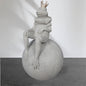 King Frog on Ball Sculpture - Resin Frog with Concrete Look
