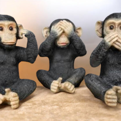 Set of 3 Monkeys - Hear No Evil, See No Evil, Speak No Evil - Adorable Resin Figurines