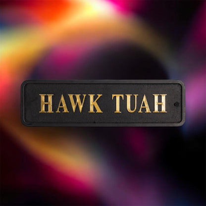 Black & Gold "Hawk Tuah" Wall Sign – Bold Quirky MDF Decor