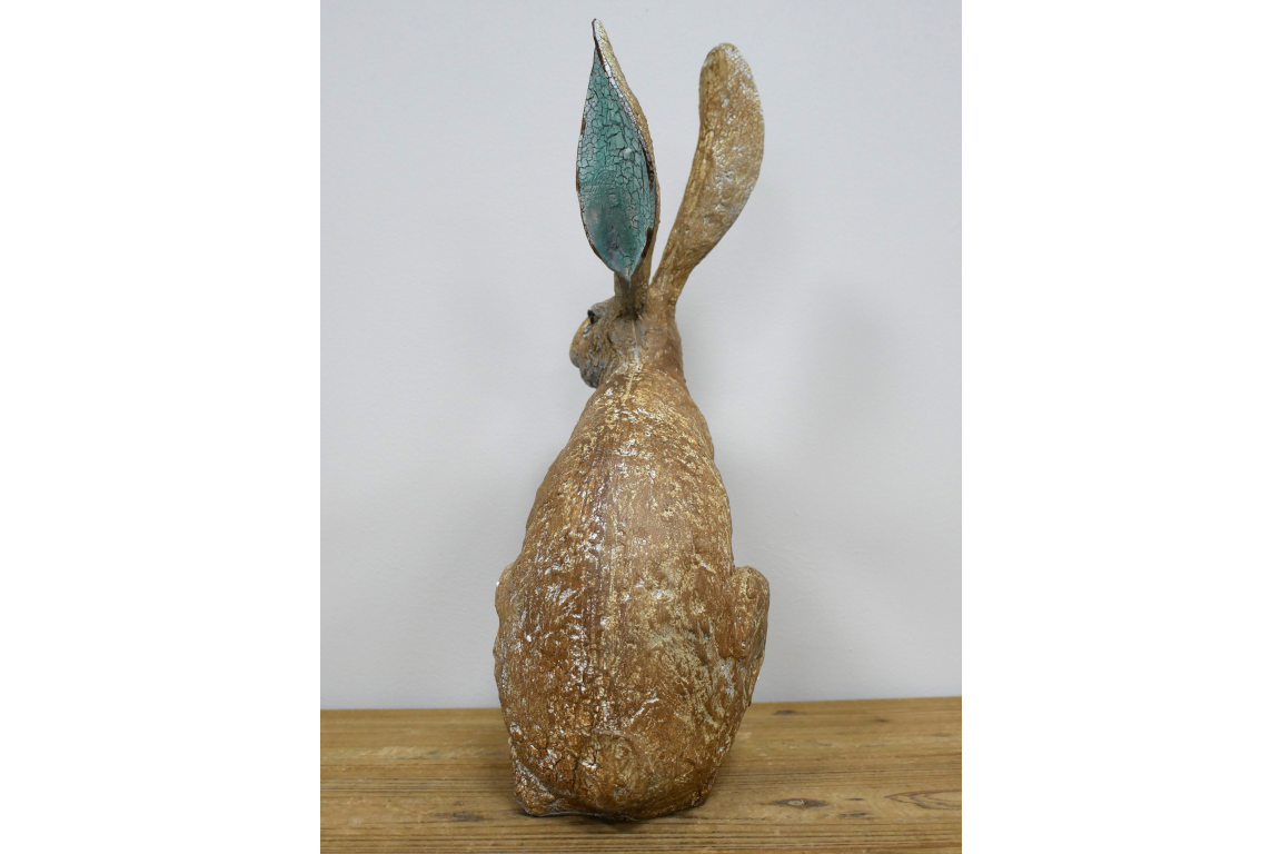 Small Sitting Hare Sculpture – Delightful Resin Hare Ornament