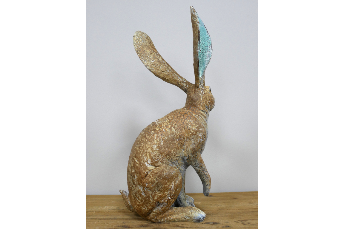 Small Sitting Hare Sculpture – Delightful Resin Hare Ornament