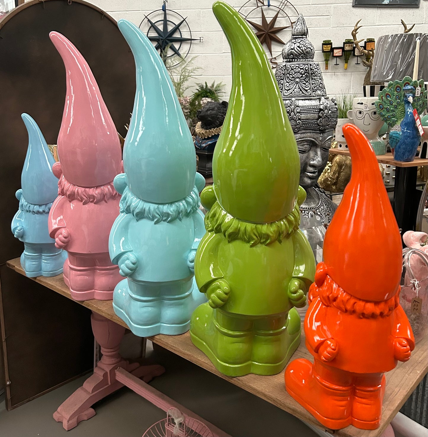 Giant Blue Standing Gnome Figure - Joyful Garden or Home Decor