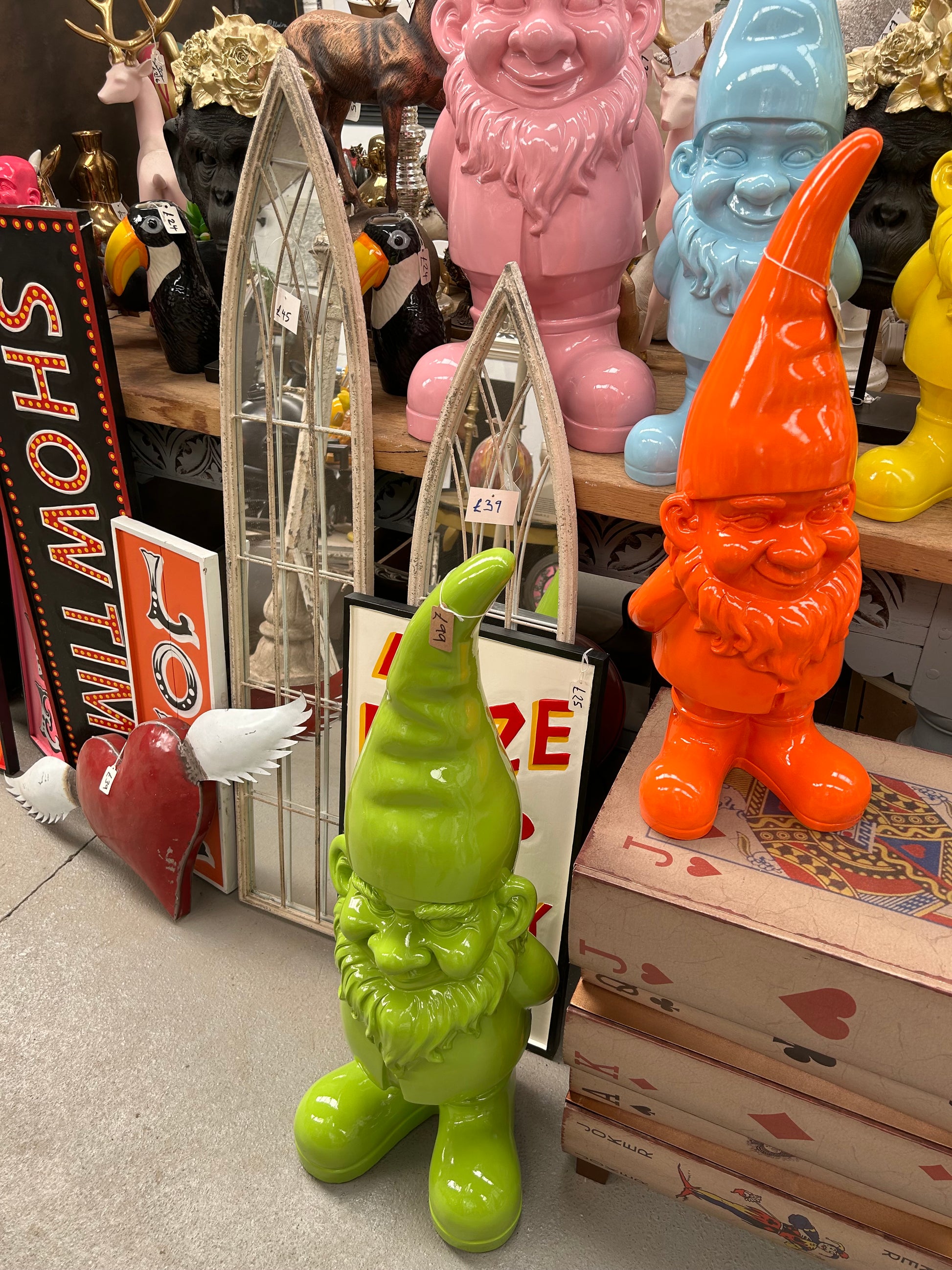 Giant Bright Green Standing Gnome Figure - Joyful Resin Decor for Garden or Home | Sign of the times Stoke