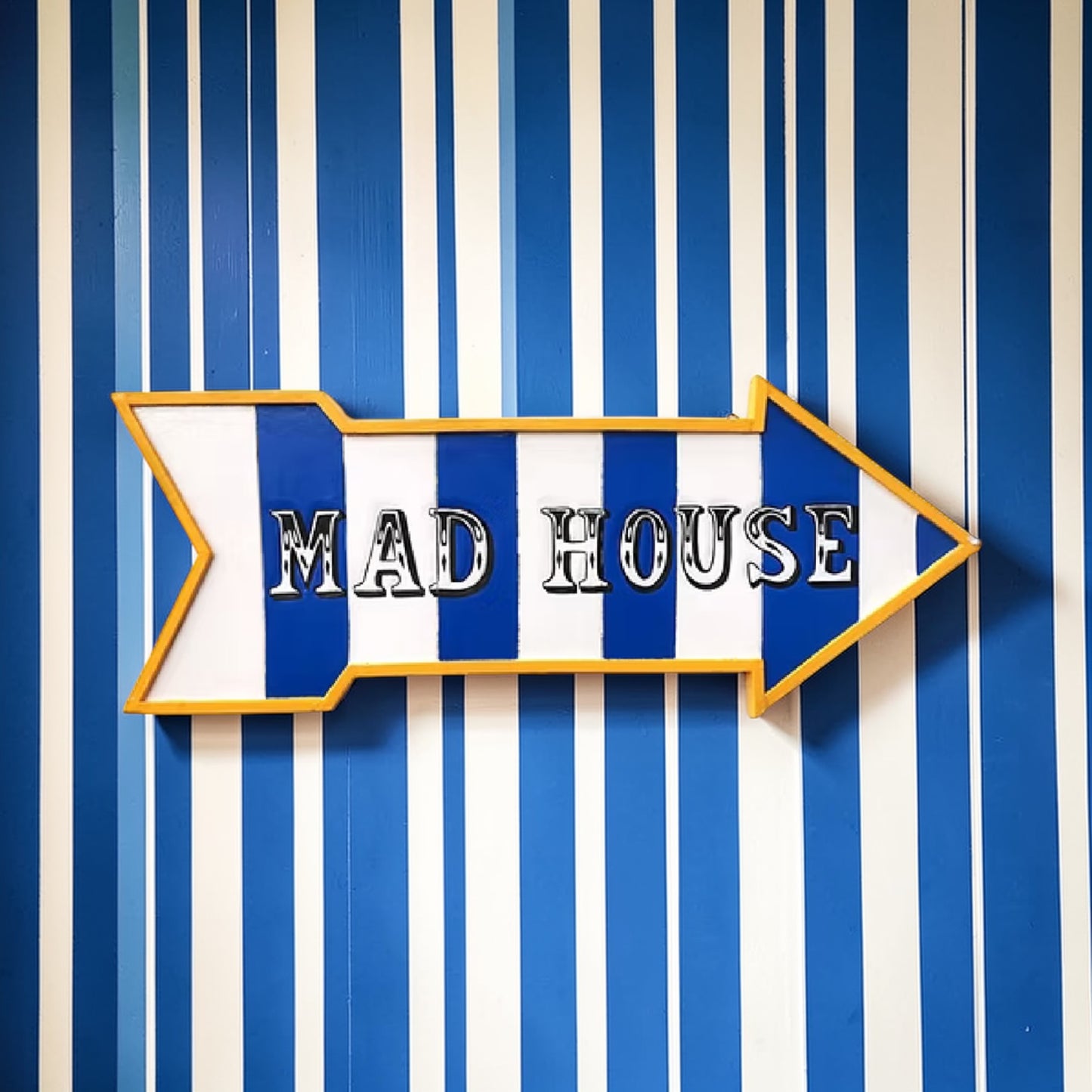 “Mad House” Sign – Hand Painted MDF Wall Décor