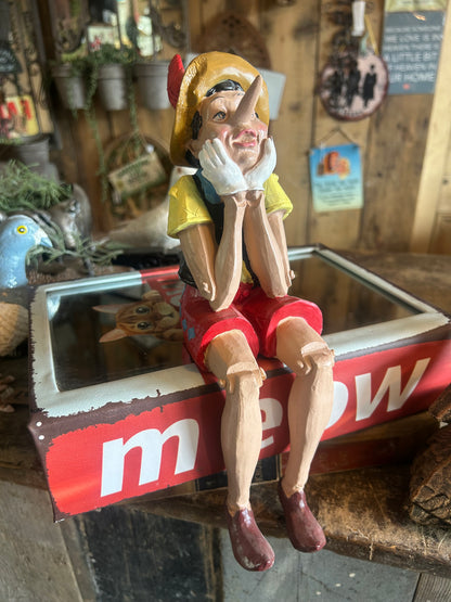 Sitting Shelf Pinocchio - Adorable Antique-Style Resin Figurine | Sign of the times Stoke