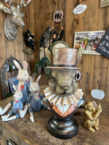 Charming Rabbit Bust with Top Hat – Detailed Resin Sculpture | Sign of the times Stoke