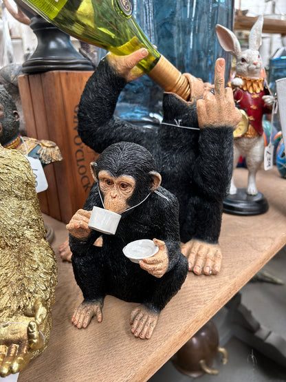 Cup of Tea Monkey - Adorable Resin Monkey Figurine | Sign of the times Stoke