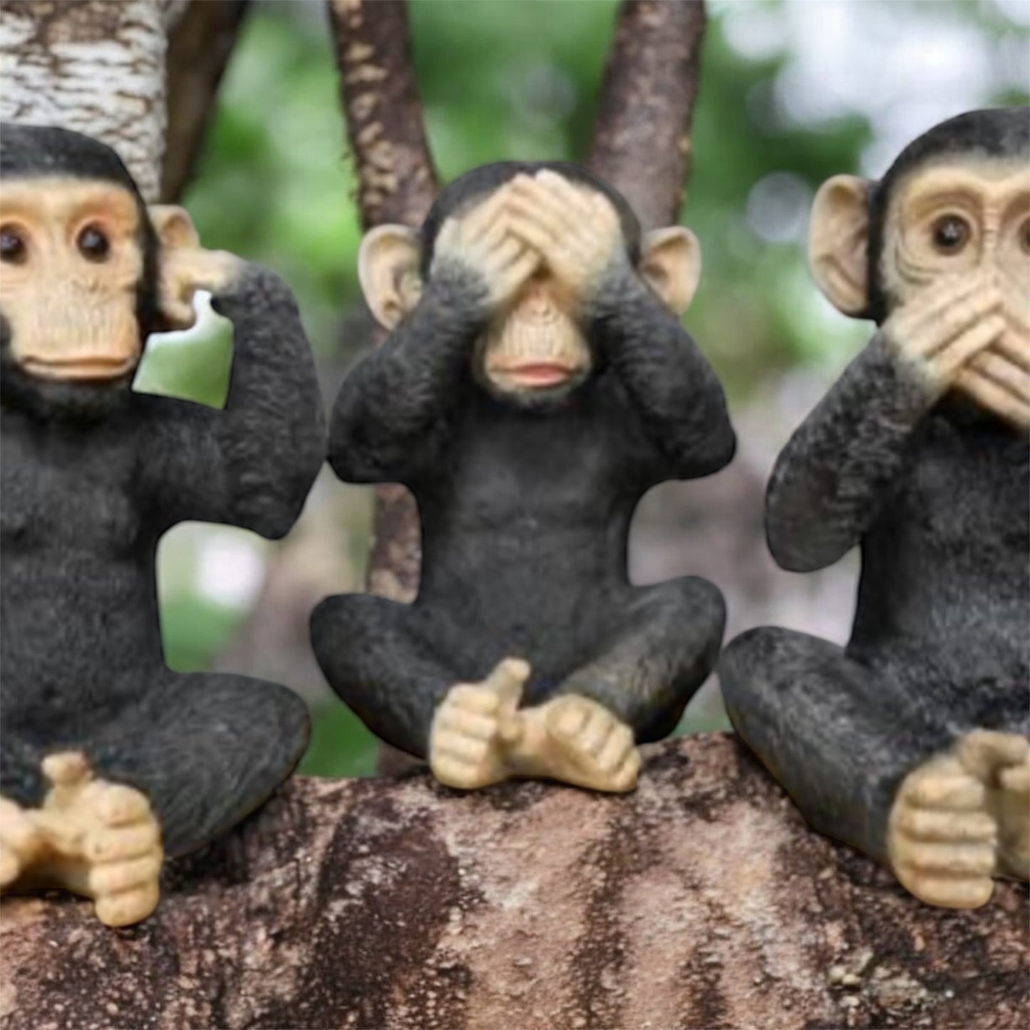 Set of 3 Monkeys - Hear No Evil, See No Evil, Speak No Evil - Adorable Resin Figurines