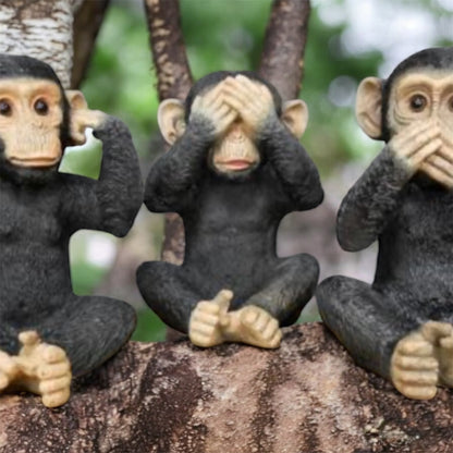 Set of 3 Monkeys - Hear No Evil, See No Evil, Speak No Evil - Adorable Resin Figurines