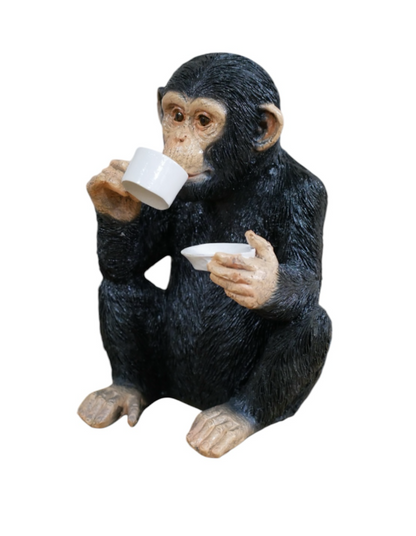Cup of Tea Monkey - Adorable Resin Monkey Figurine