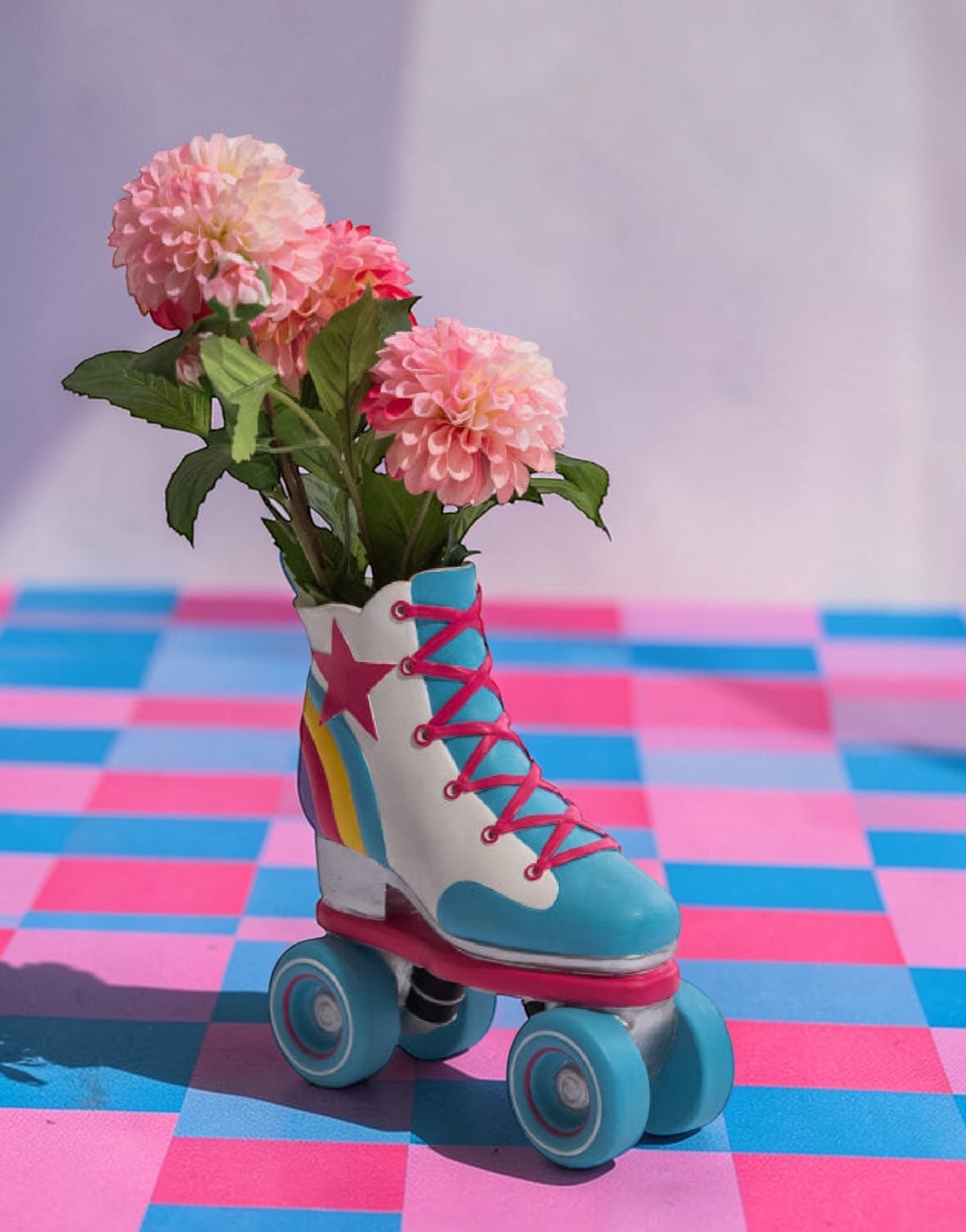 Retro Roller Skate Vase – Rainbow Statement Décor