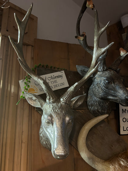 Silver Stag Head – Elegant Animal Wall Mount Decor