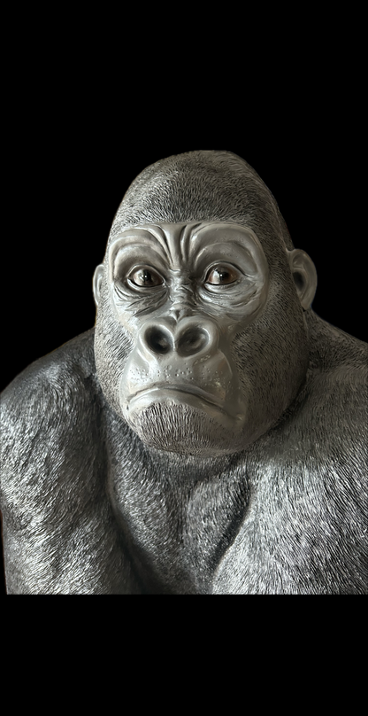 Large Resin Sitting Gorilla – Durable Indoor/Outdoor Sculpture | Sign of the times Stoke