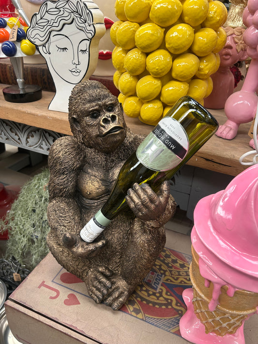 Gorilla with wine bottle