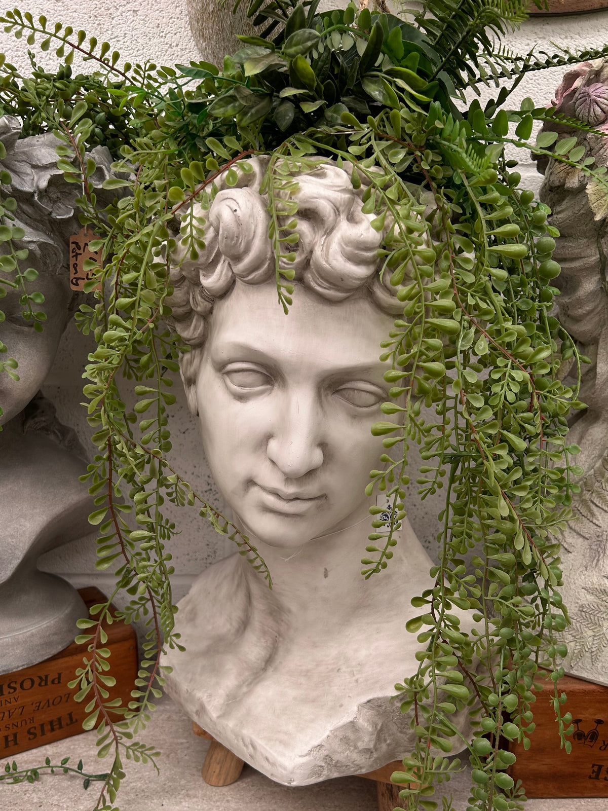 Stone Effect David Bust Flower Pot – Classical Planter | Sign of the times Stoke
