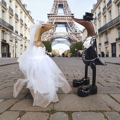 Wooden Duck Bride & Groom Set – 25cm Tall Wedding Ornament