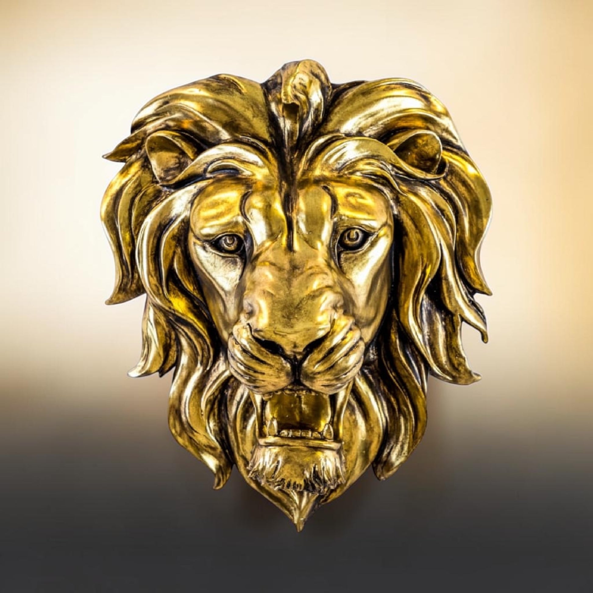 Gold Lion Wall Mount - Regal Golden Lion Head Decoration | Sign of the times Stoke