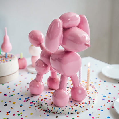 Decorative Pink Balloon Poodle – Playful Modern Dog Sculpture