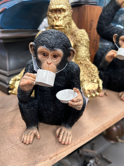 Cup of Tea Monkey - Adorable Resin Monkey Figurine | Sign of the times Stoke