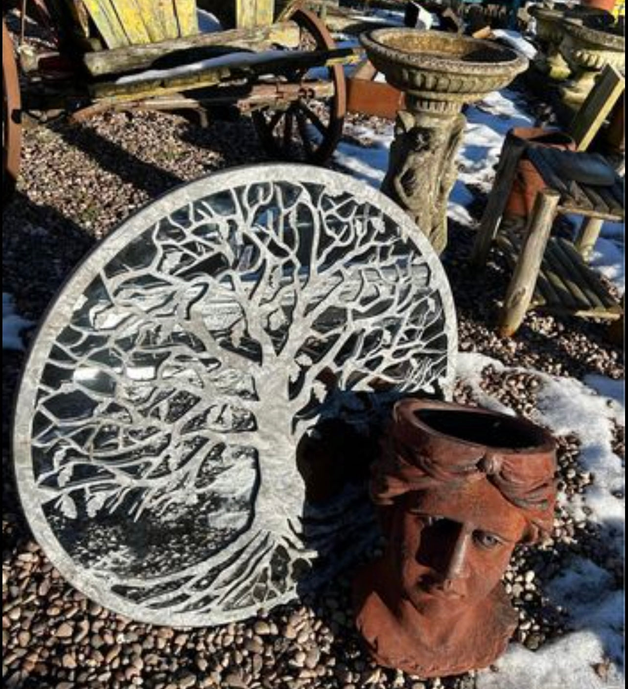 Silver/Grey Tree of Life Mirror - Elegant Metal and Glass Wall Decor | Sign of the times Stoke