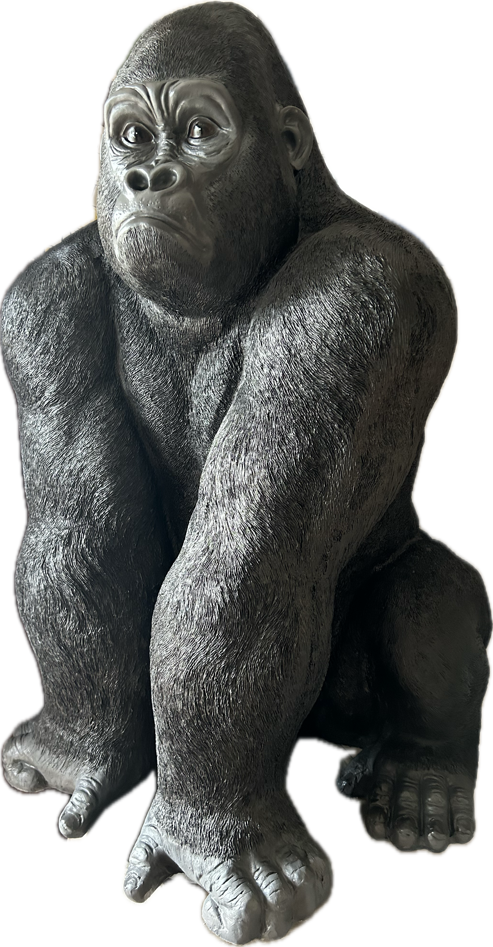 Large Resin Sitting Gorilla – Durable Indoor/Outdoor Sculpture | Sign of the times Stoke