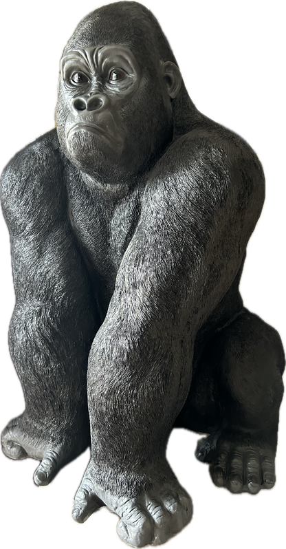 Large Resin Sitting Gorilla – Durable Indoor/Outdoor Sculpture | Sign of the times Stoke