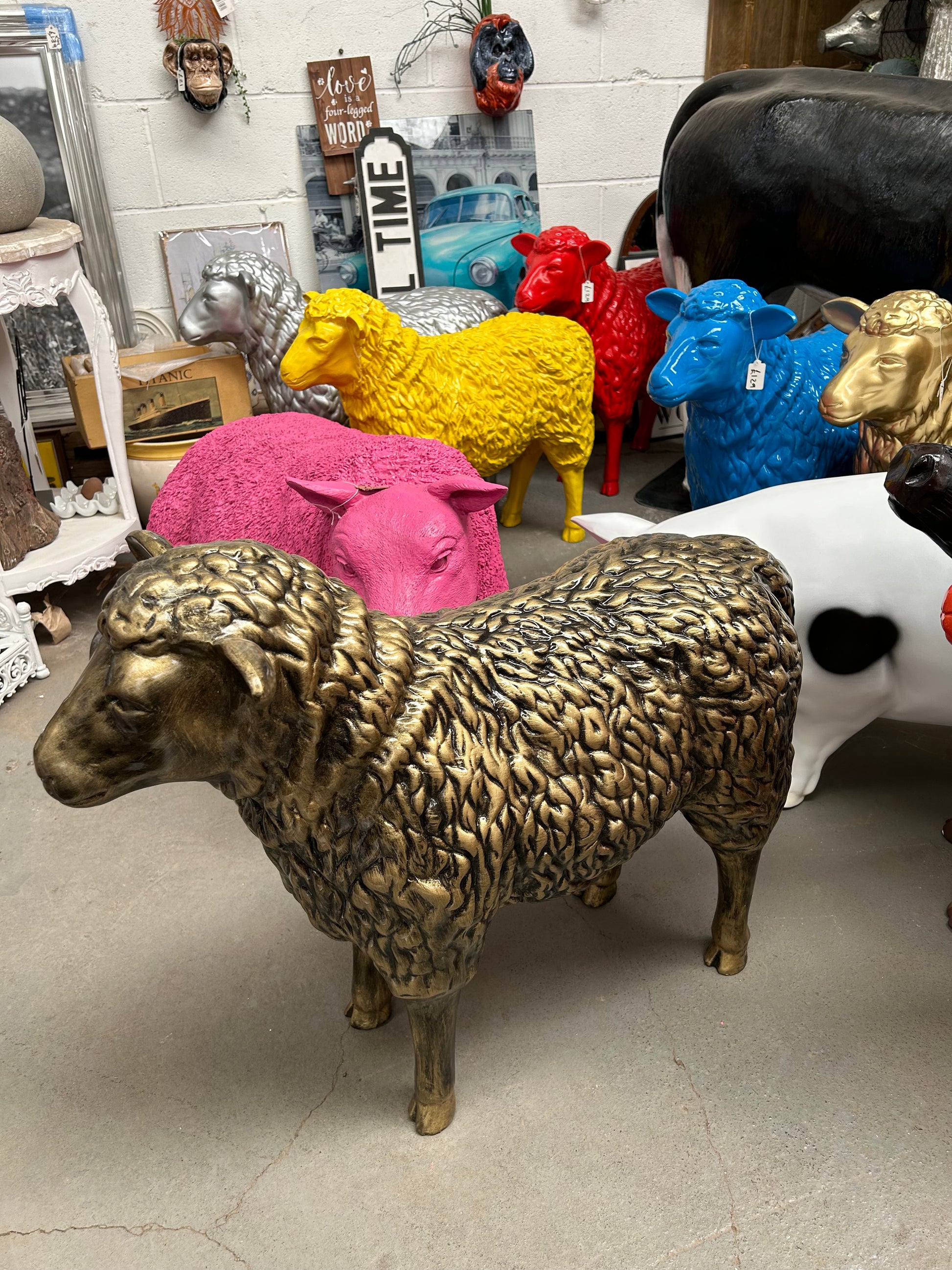 Gold and Black Sheep Sculpture – Elegant Indoor/Outdoor Decor | Sign of the times Stoke