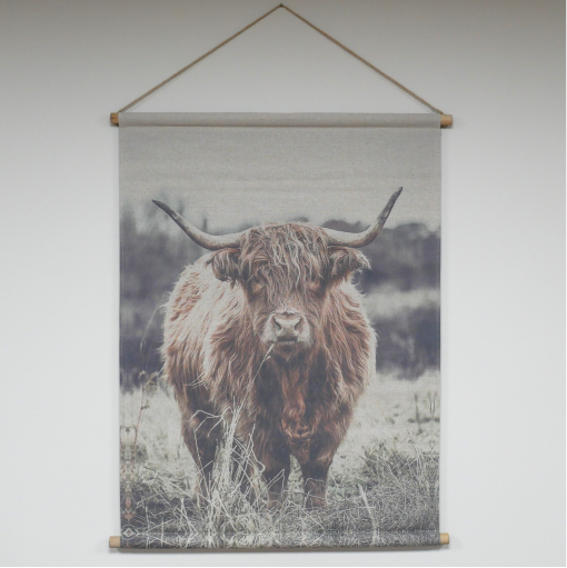 Highland Cow Canvas Wall Art - Rustic Farmhouse Hanging Décor