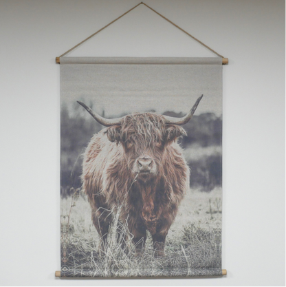 Highland Cow Canvas Wall Art - Rustic Farmhouse Hanging Décor