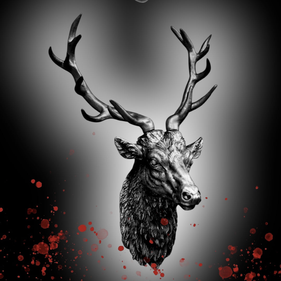 Silver Stag Head Wall Sculpture - Elegant Resin Wall Mount