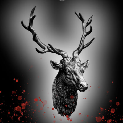 Silver Stag Head Wall Sculpture - Elegant Resin Wall Mount