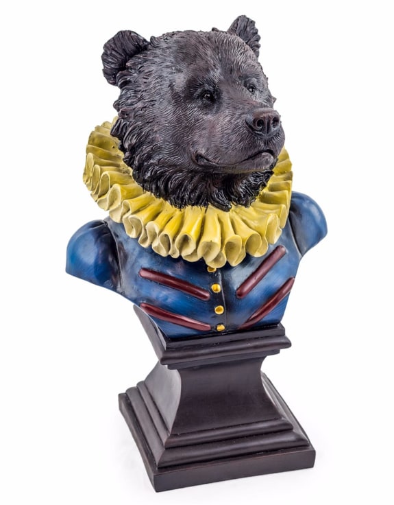 Gentry Bear Bust on Square Base - Elegant Resin Bear Sculpture for Home Decor | Sign of the times Stoke