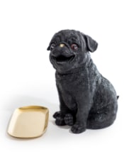 Black Pug Dog Holding Gold Tray - Charming Resin Figurine | Sign of the times Stoke